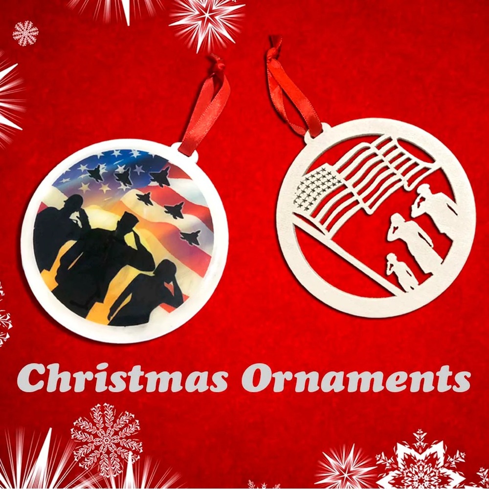 USA Military Christmas Ornaments (2 pack)